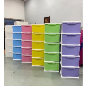 5 Tier Plastic Drawer Cabinet Storage Rack Cupboard for Clothes Wardrobe Organizer Random Color