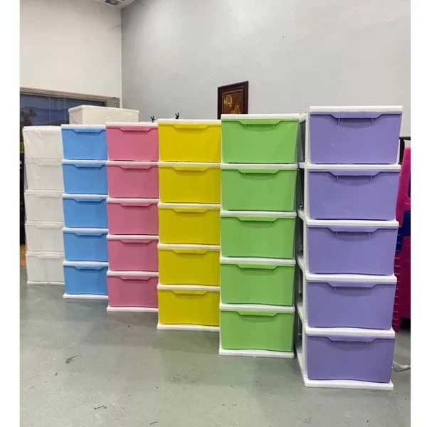 5 Tier Plastic Drawer Cabinet Storage Rack Cupboard for Clothes Wardrobe Organizer Random Color