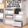 Modern Big Storage Durable White  Transparent Clothes Plastic Drawer Cabinet Stackable