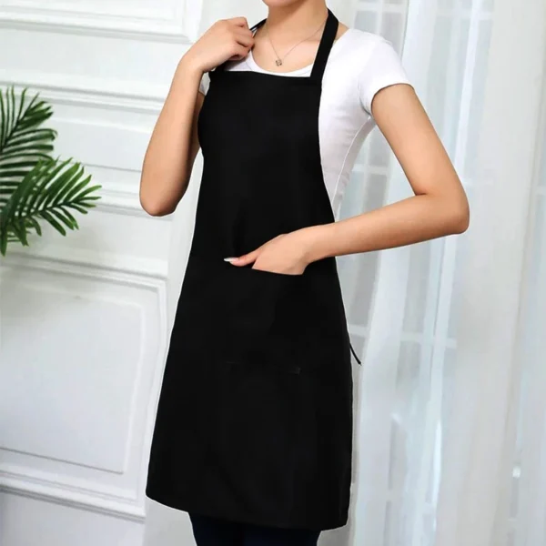Hang Neck Apron Kitchen Chef 2 Pockets Waterproof Adjustable Waist Size Oil Protection Washable