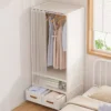 Clothes Wardrobe with Curtain Storage Organizer Clothes Rack Large Wardrobe Muji Style Open Wardrobe