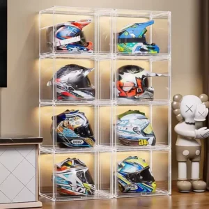 Dustproof Full Transparent Helmet Box Large doll display box Blind box display stand Stackable collection box