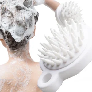 Bristle Head Scalp Massager Soft Exfoliator Dandruff Removal Flexible Shampoo Cleansing Scrubber