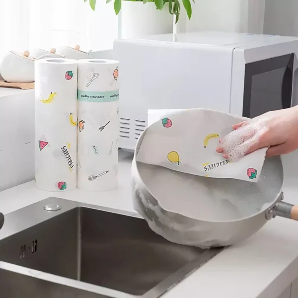 Disposable Stain Removal Kitchen Towel Paper Tissue 50pcs Washable Cookware Utensil Dish Cloth Rag