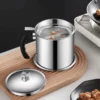 Stainless Steel Oil Filter Pot Grease Storage Container Kitchen Tools Strainer Dispenser Can