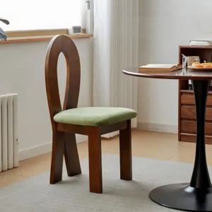 French Vintage Dining Chair  Nordic Mermaid Makeup Backrest Chair  Dressing Chair  Solid Wood Chair