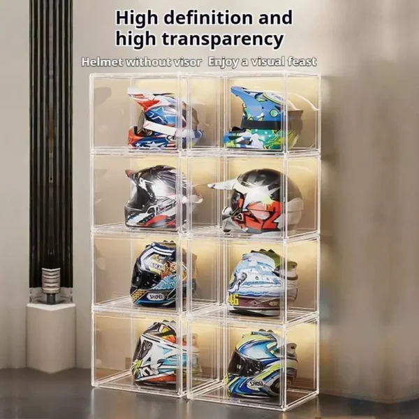 Dustproof Full Transparent Helmet Box Large doll display box Blind box display stand Stackable collection box