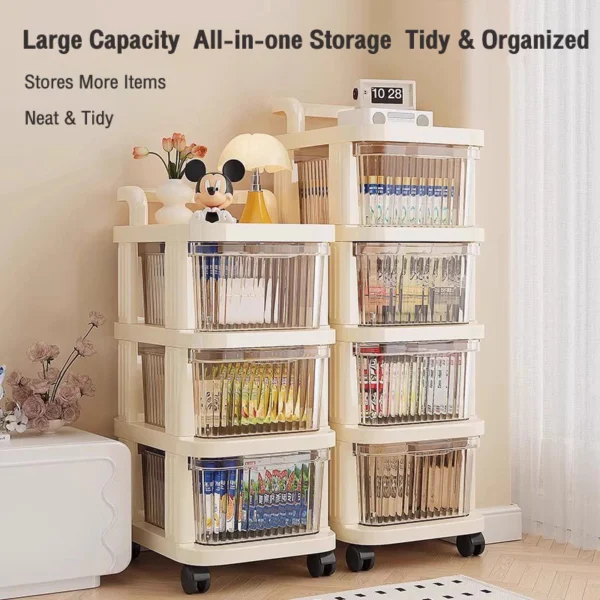 Drawer Style Storage Trolley With Wheels Movable Organizer For Toys Snacks Baby Supplies Household Storage Rack